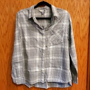 Old Navy Grey Plaid Classic Flannel Button Down Shirt XL